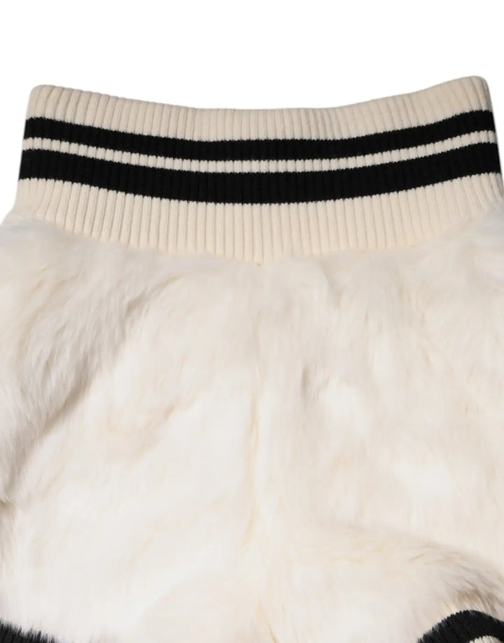 Dolce &amp; Gabbana White Faux Fur High Waisted Hot Pants Short