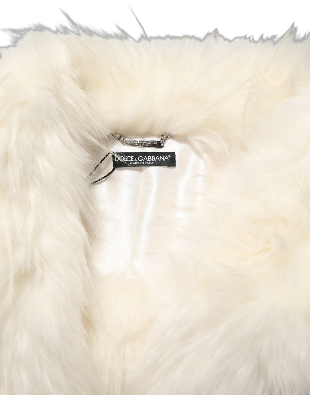Dolce &amp; Gabbana Coats Jackets - White Faux Fur Long Sleeves Coat Jacket