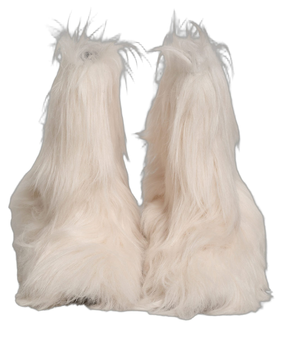 Dolce &amp; Gabbana White Faux Fur Mid Calf Men Boots Shoes