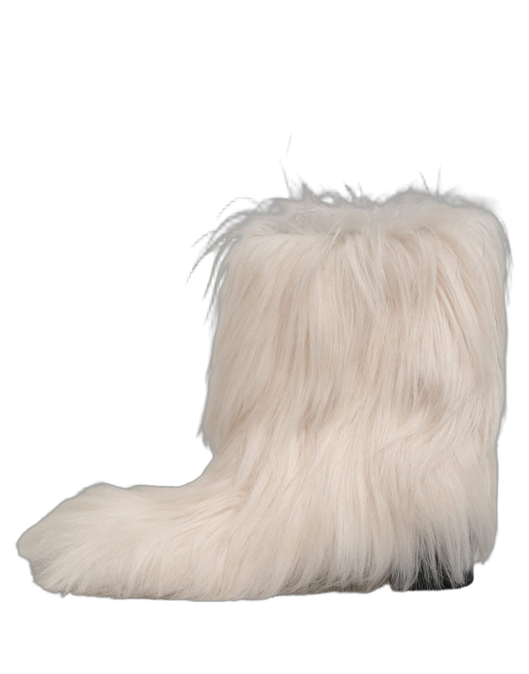 Dolce &amp; Gabbana White Faux Fur Mid Calf Men Boots Shoes