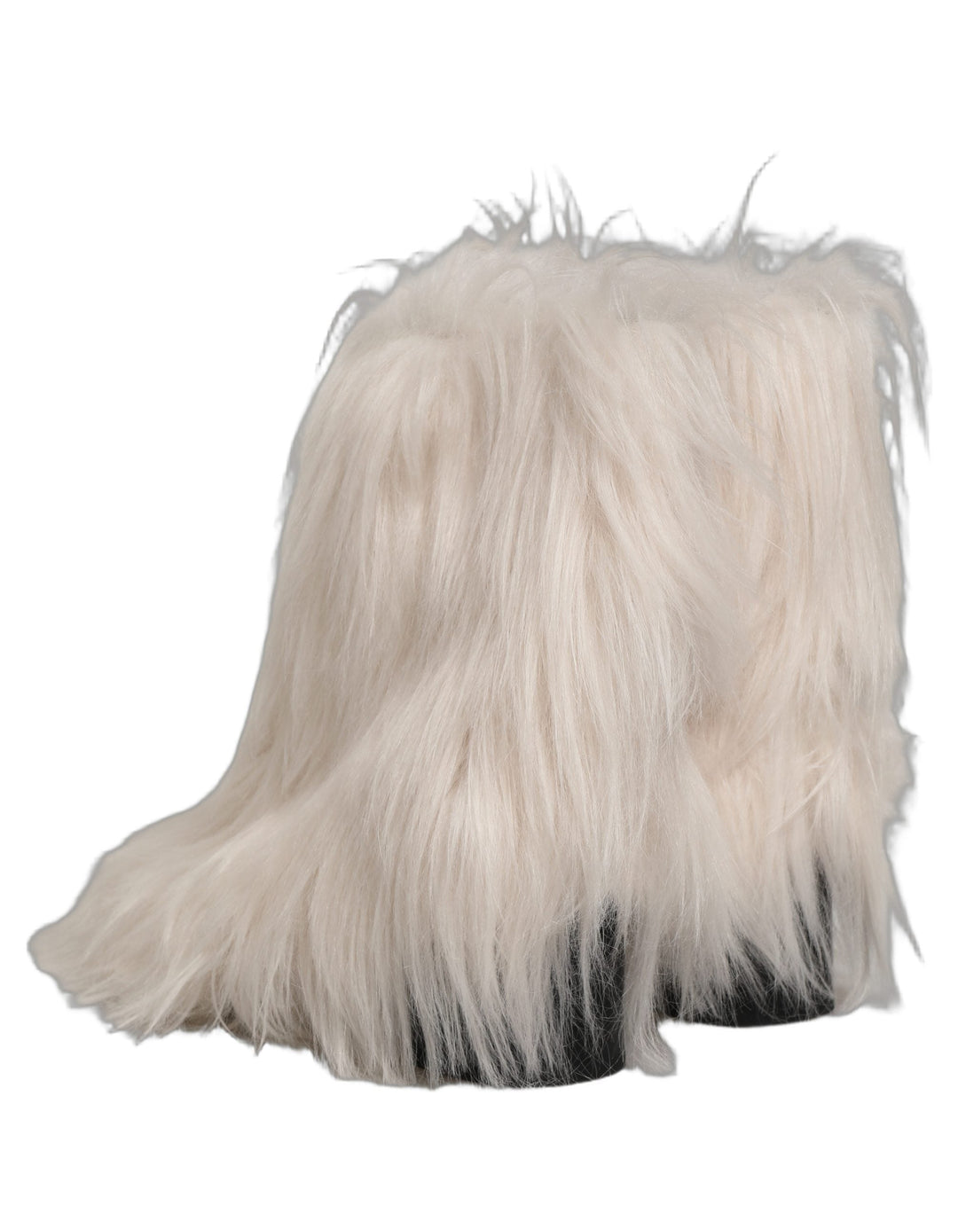 Dolce &amp; Gabbana White Faux Fur Mid Calf Men Boots Shoes