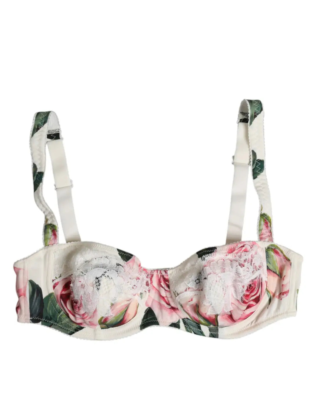 Dolce &amp; Gabbana White Floral Balconette Underwired Bra Underwear