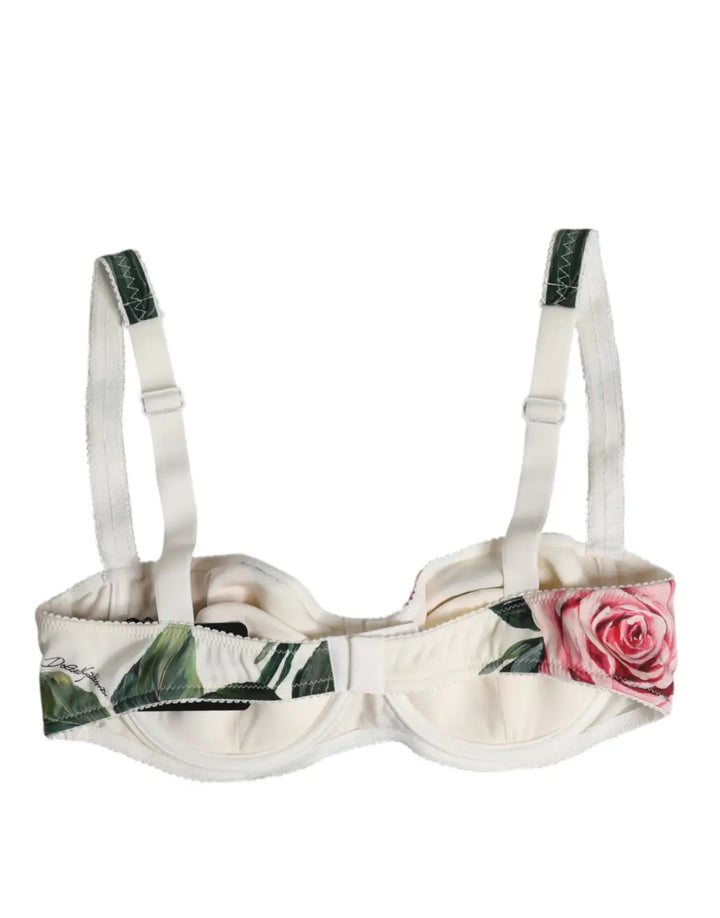 Dolce &amp; Gabbana White Floral Balconette Underwired Bra Underwear