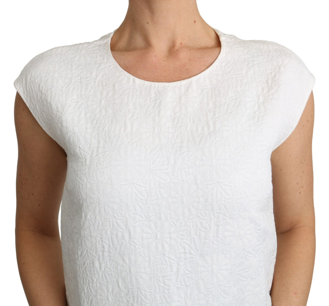 Dolce &amp; Gabbana - White Floral Brocade Blouse Cotton Top