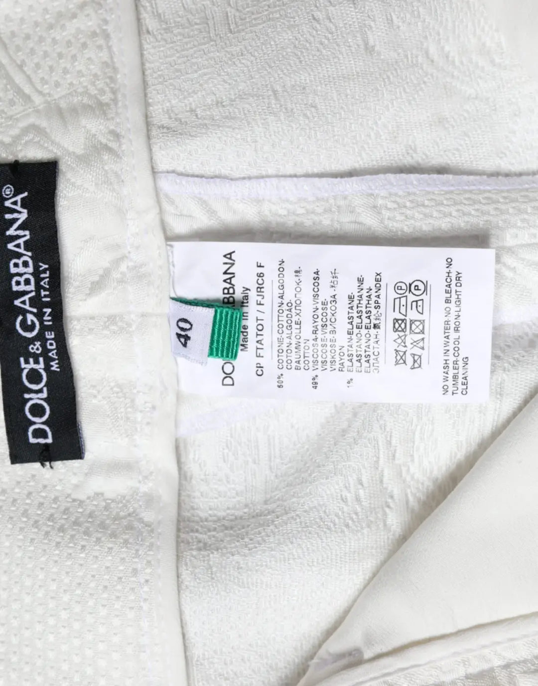 Dolce &amp; Gabbana White Floral Brocade Cotton Cropped Pants