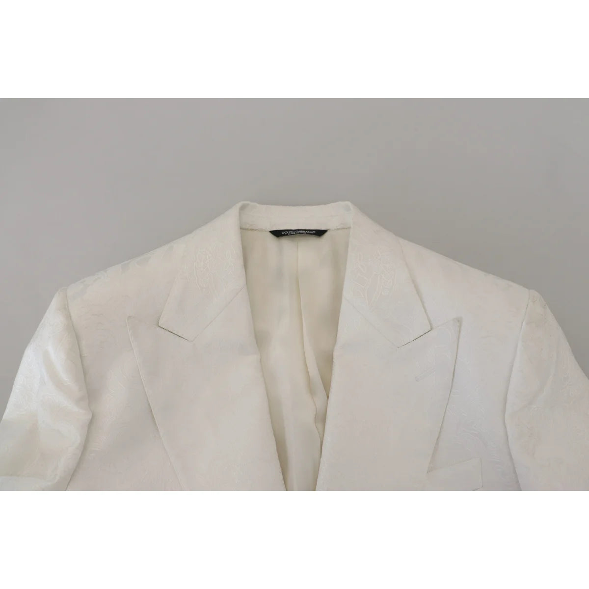 Dolce Gabbana White Floral Brocade Trench Coat &