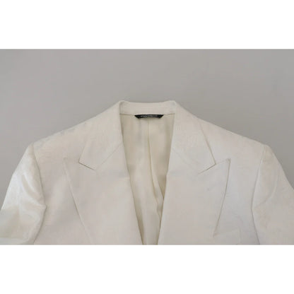 Dolce Gabbana White Floral Brocade Trench Coat &