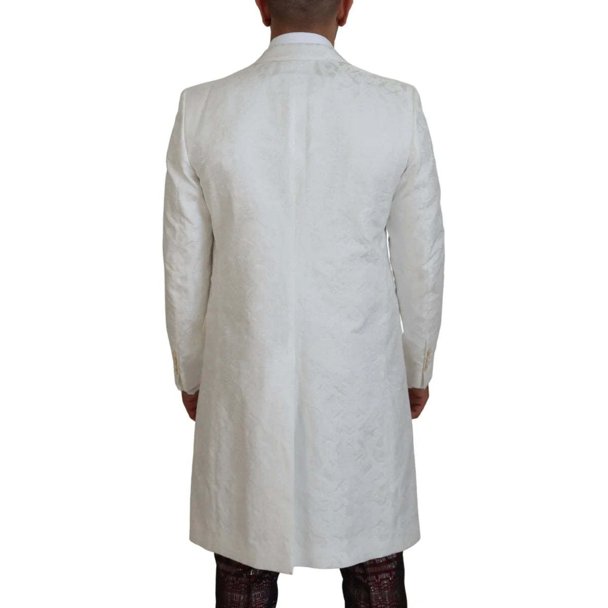 Dolce Gabbana White Floral Brocade Trench Coat &