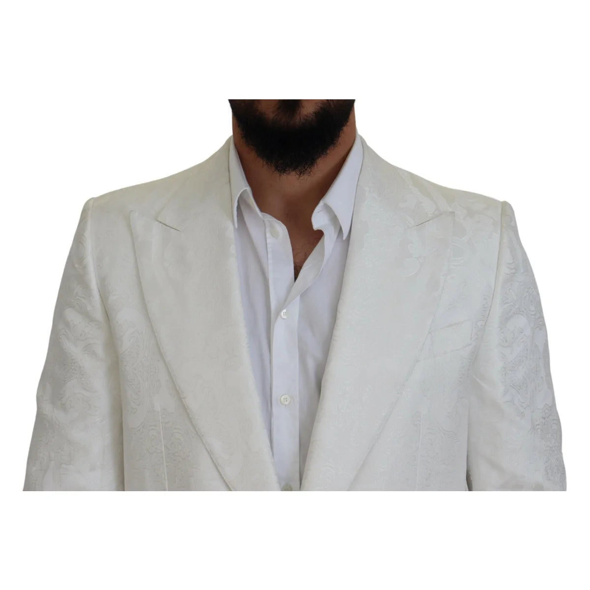 Dolce Gabbana White Floral Brocade Trench Coat &