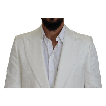 Dolce Gabbana White Floral Brocade Trench Coat &