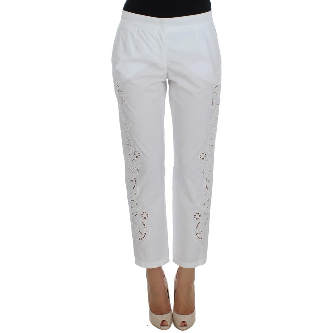 Dolce & Gabbana White Floral Cutout Dress Sicily Pants