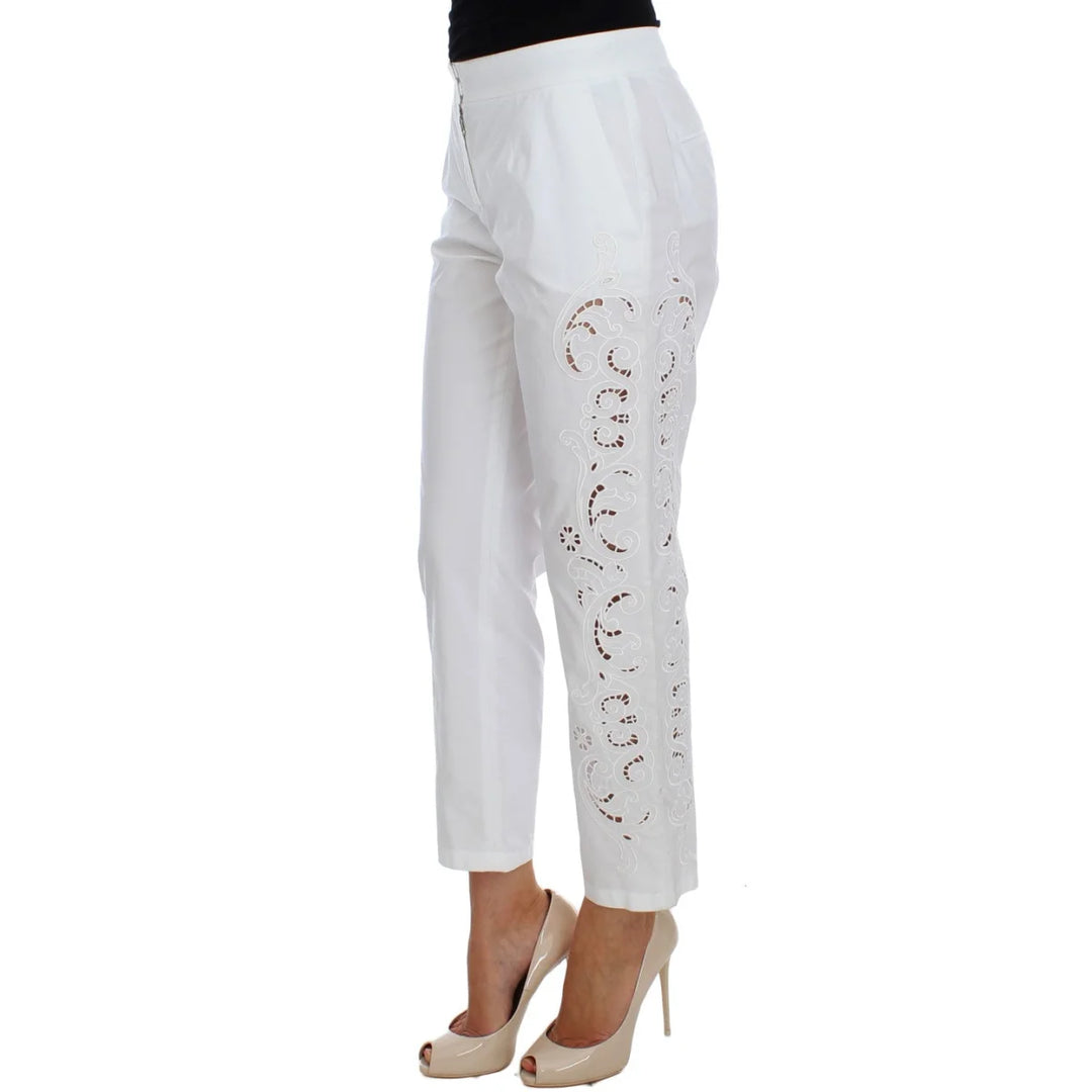 Dolce & Gabbana White Floral Cutout Dress Sicily Pants