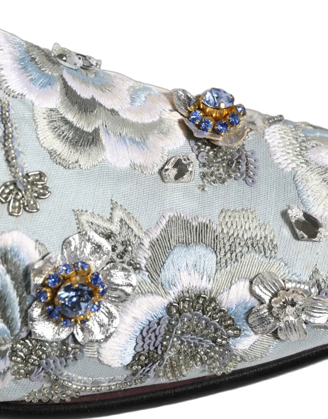 Dolce &amp; Gabbana White Floral Embellished Men Loafers Shoes