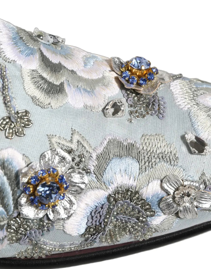 Dolce &amp; Gabbana White Floral Embellished Men Loafers Shoes