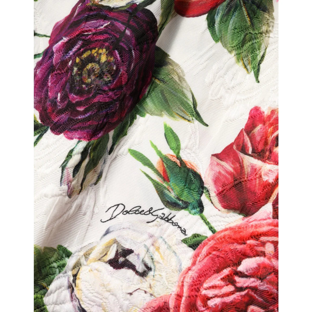 Dolce & Gabbana White Floral Embellished Sheath Mini Dress