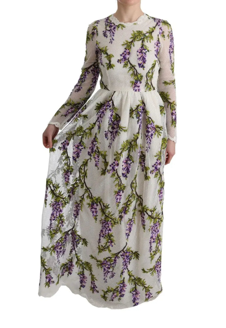 Dolce &amp; Gabbana White Floral Embroidered Maxi Dress