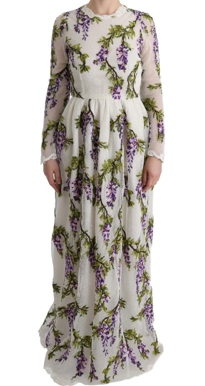 Dolce &amp; Gabbana White Floral Embroidered Maxi Dress