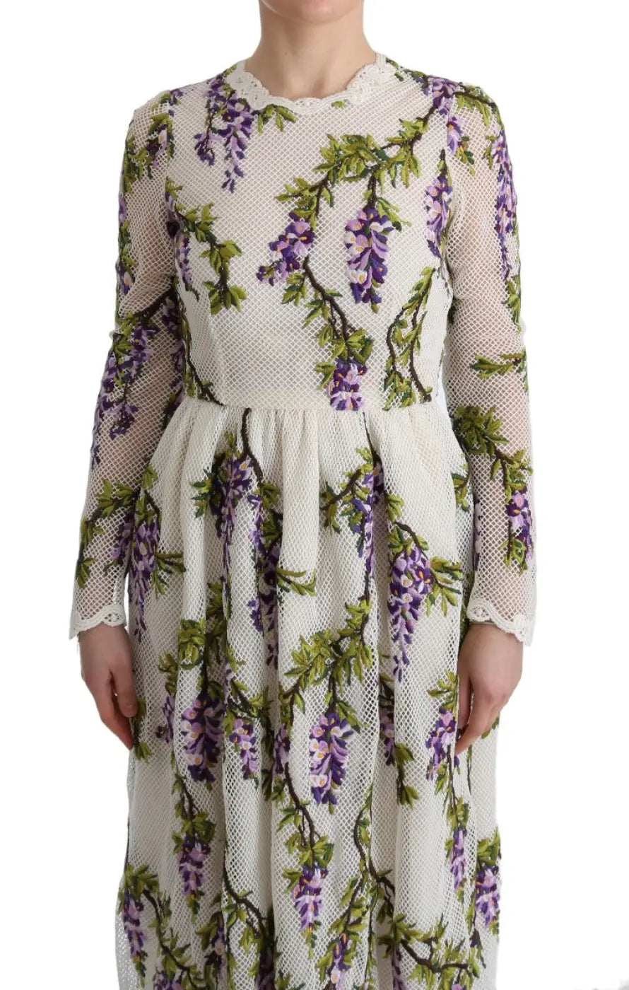 Dolce &amp; Gabbana White Floral Embroidered Maxi Dress