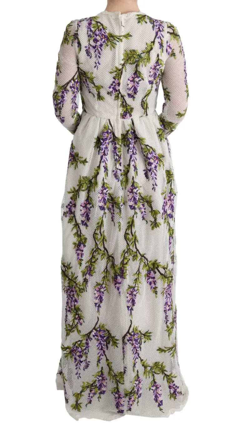 Dolce &amp; Gabbana White Floral Embroidered Maxi Dress