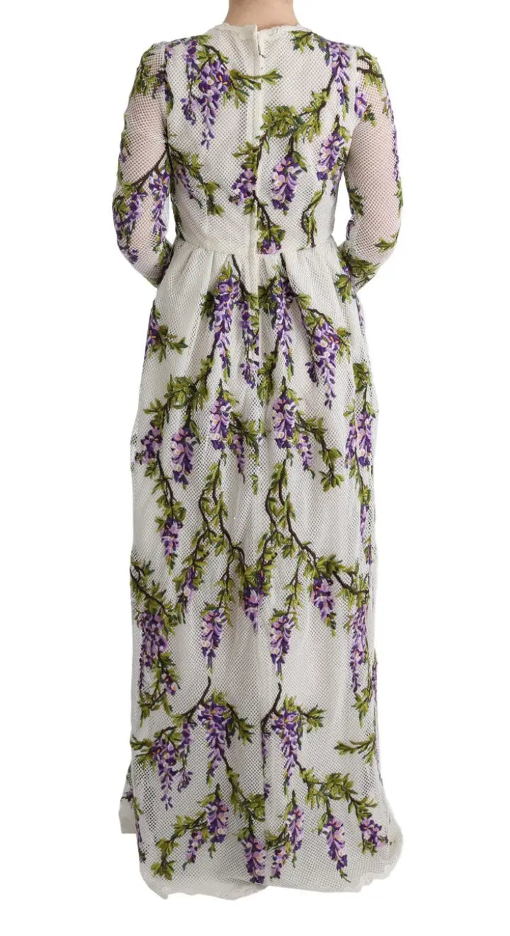 Dolce &amp; Gabbana White Floral Embroidered Maxi Dress