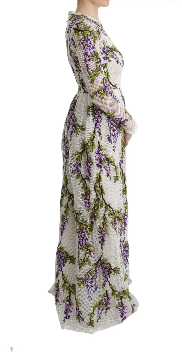 Dolce &amp; Gabbana White Floral Embroidered Maxi Dress