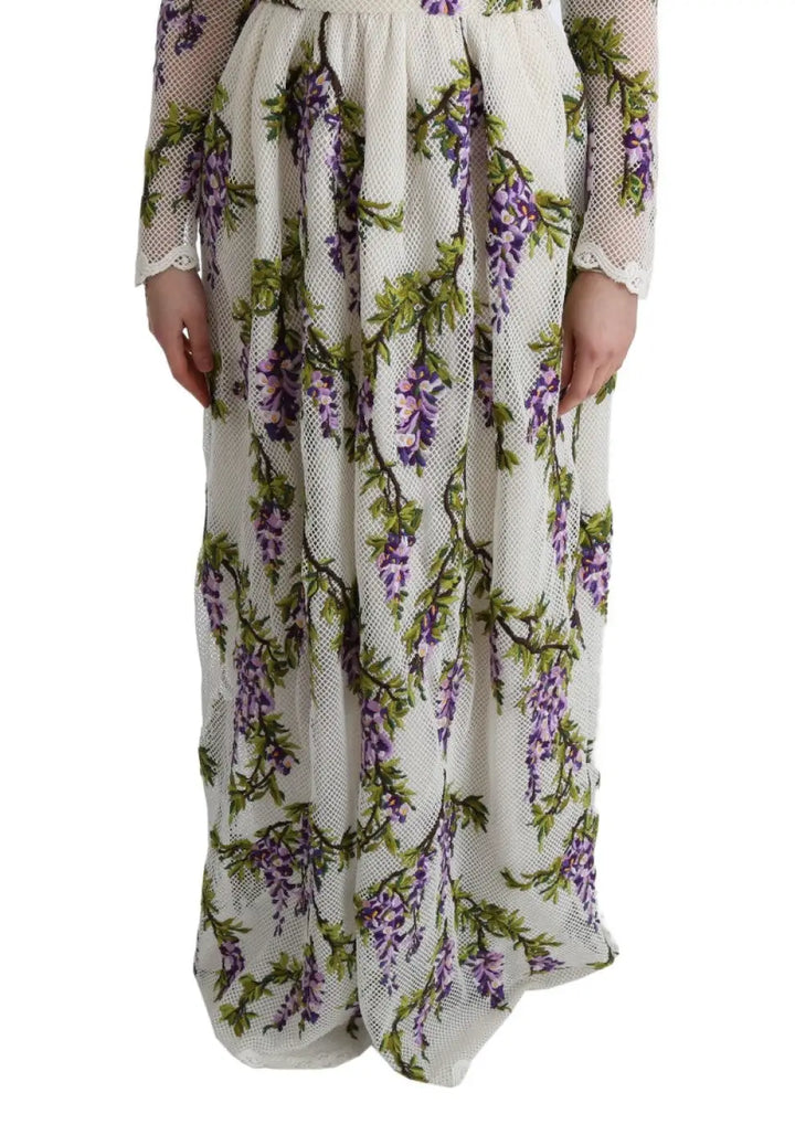 Dolce &amp; Gabbana White Floral Embroidered Maxi Dress