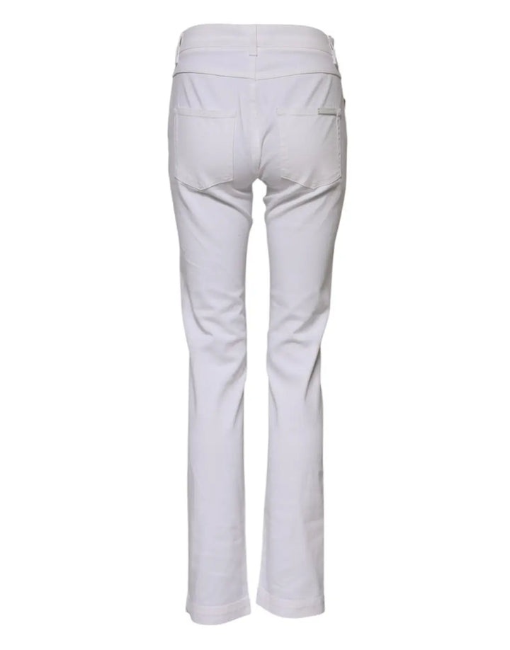 Dolce &amp; Gabbana White Floral Embroidery GIRLY Denim Jeans