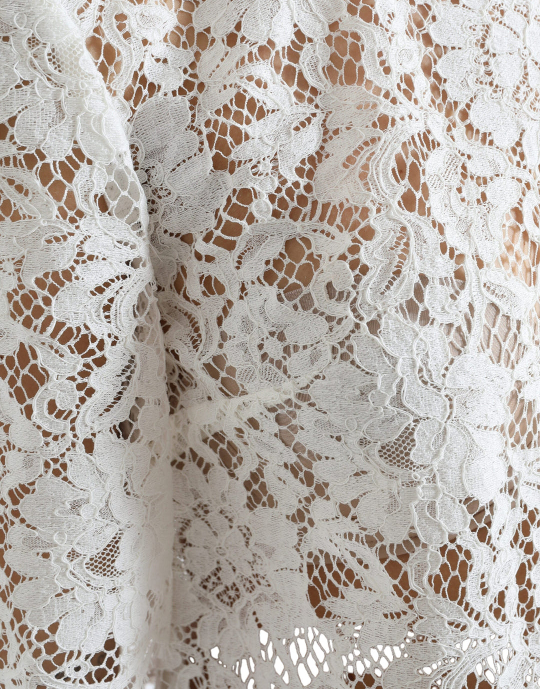 Dolce &amp; Gabbana - White Floral Lace Cotton Round Neck Blouse Top
