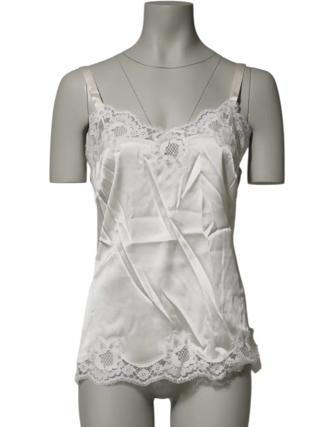 Dolce &amp; Gabbana Off White Floral Lace Tank Lingerie Top Underwear