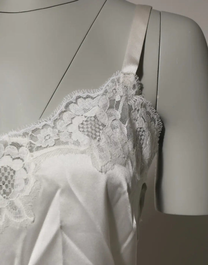 Dolce &amp; Gabbana Off White Floral Lace Tank Lingerie Top Underwear