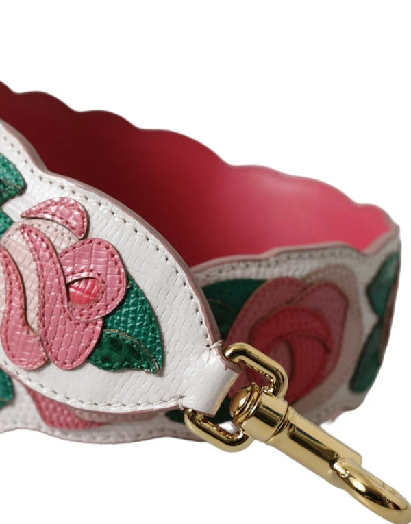 Dolce & Gabbana - White Floral Leather Accessory Shoulder Strap