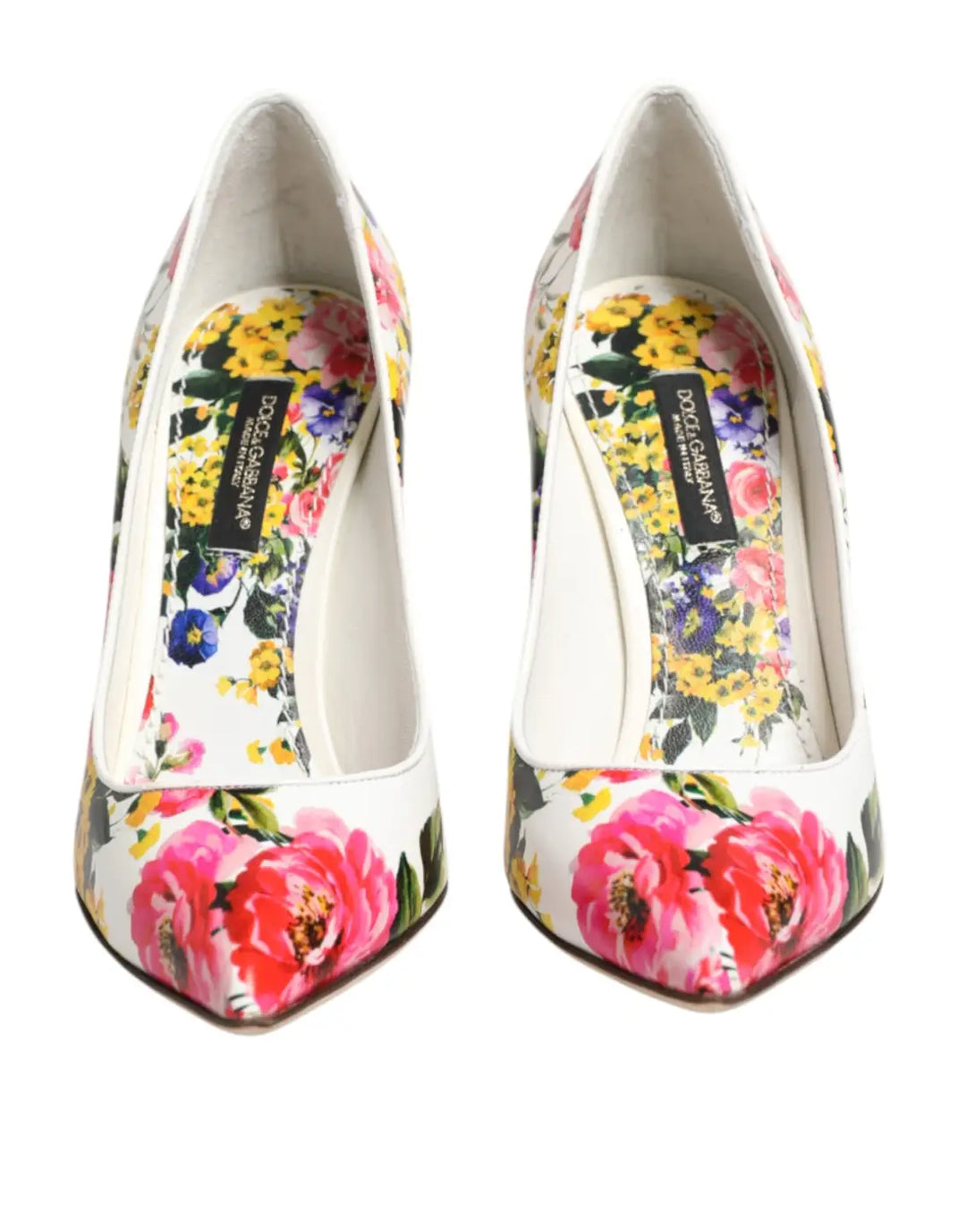 Dolce &amp; Gabbana White Floral Leather High Heels Pumps Shoes