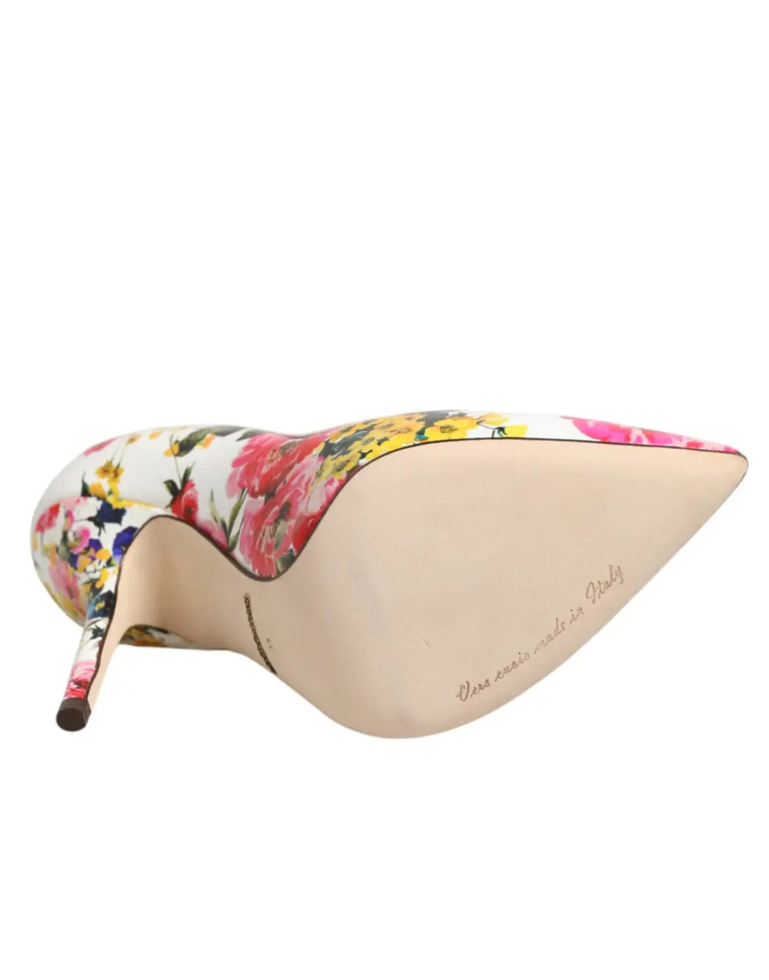Dolce &amp; Gabbana White Floral Leather High Heels Pumps Shoes