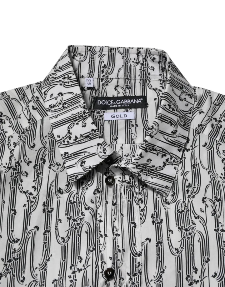 Dolce &amp; Gabbana White Floral Print Casual Long Sleeves Shirt