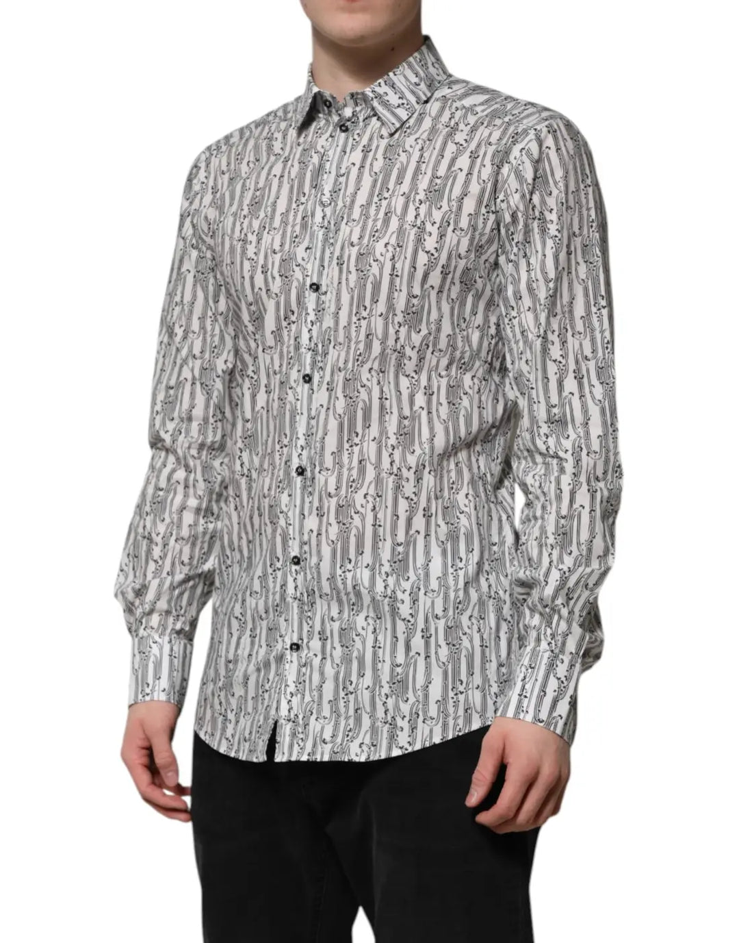 Dolce &amp; Gabbana White Floral Print Casual Long Sleeves Shirt