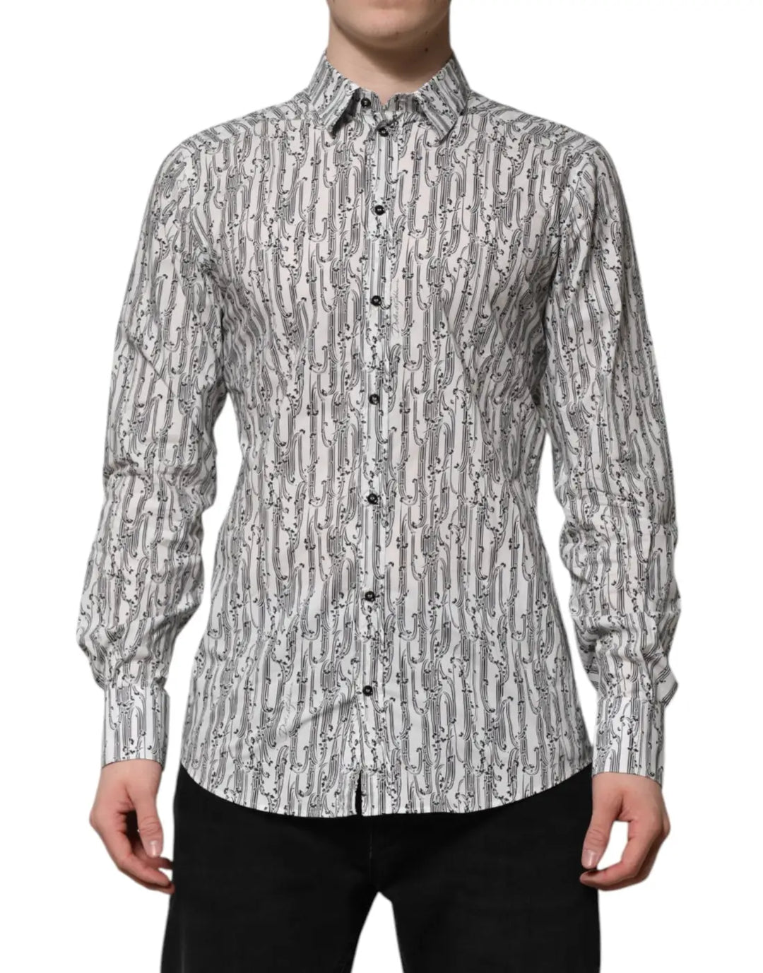 Dolce &amp; Gabbana White Floral Print Casual Long Sleeves Shirt