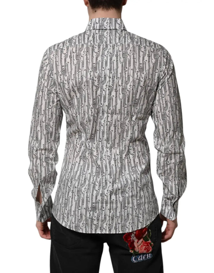 Dolce &amp; Gabbana White Floral Print Casual Long Sleeves Shirt