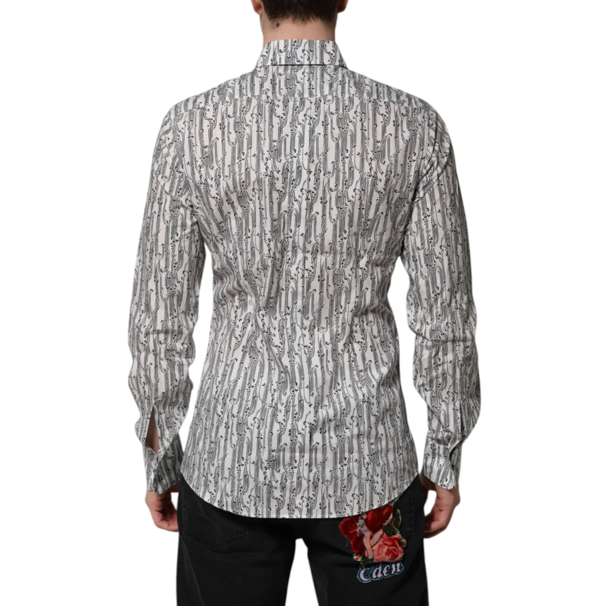 Dolce & Gabbana White Floral Print Shirt with Long Sleeves