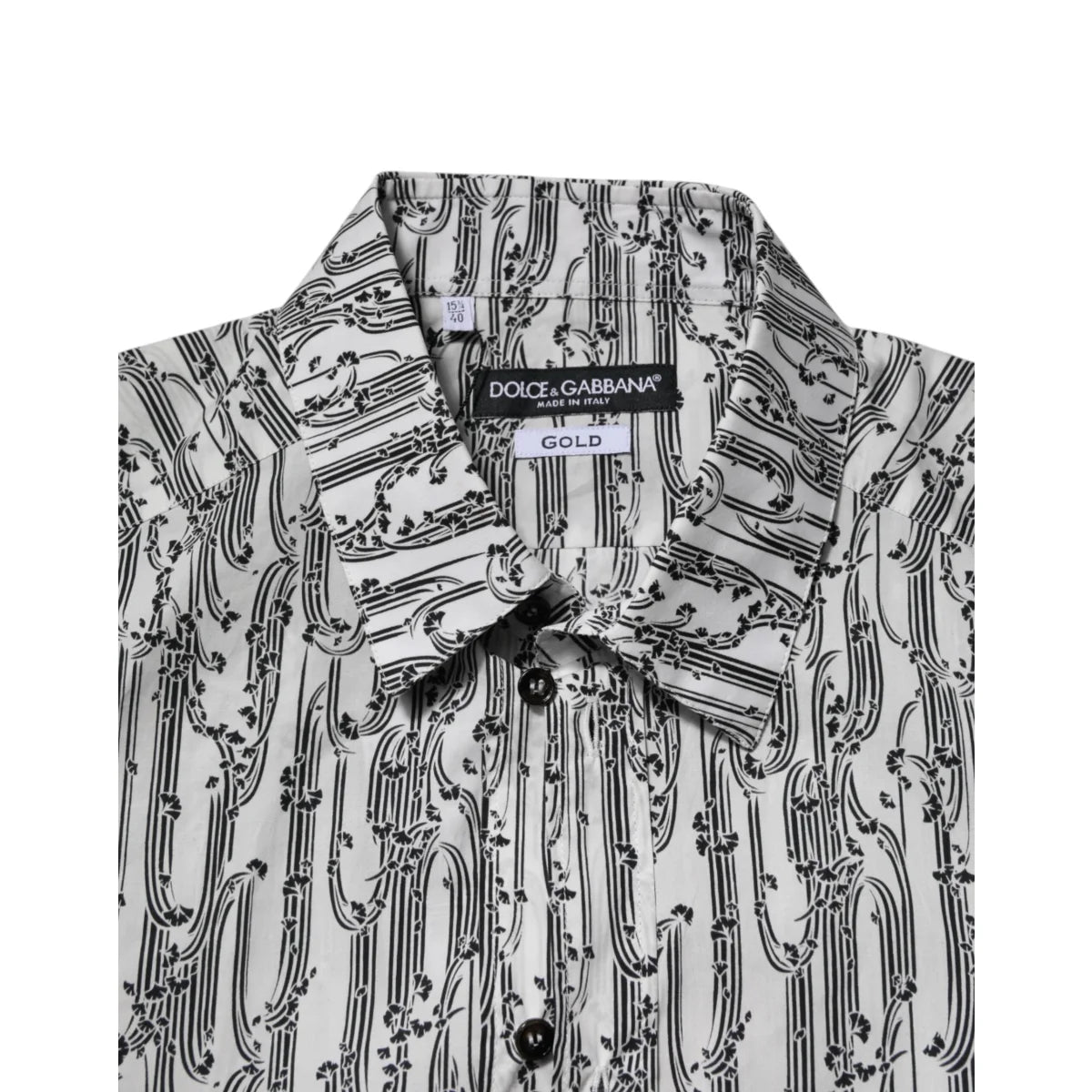 Dolce & Gabbana White Floral Print Shirt with Long Sleeves