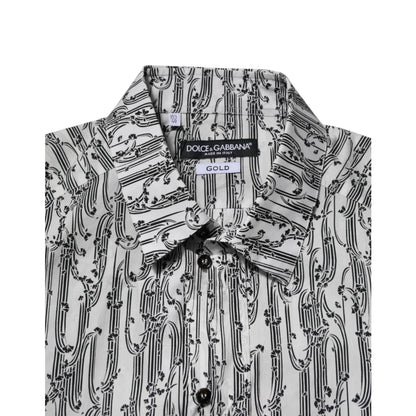 Dolce & Gabbana White Floral Print Shirt with Long Sleeves