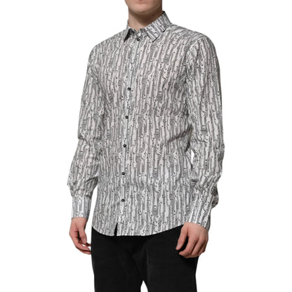 Dolce & Gabbana White Floral Print Shirt with Long Sleeves