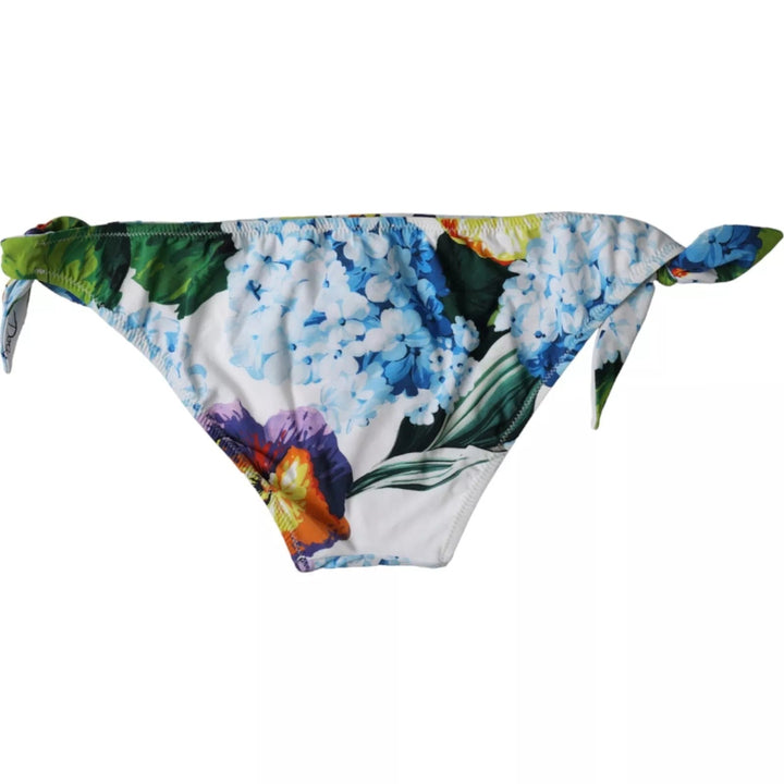 Dolce &amp; Gabbana White Floral Print Swimsuit Bikini Bottom Swimwear - Women’s
