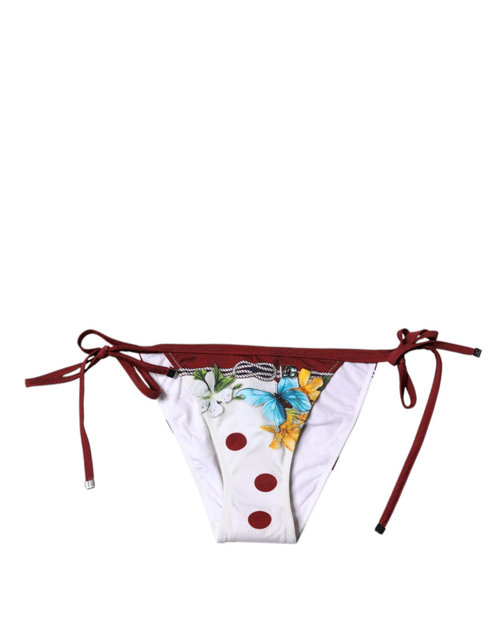 Dolce &amp; Gabbana White Floral Print Swimsuit Bikini Bottom Swimwear - Women’s