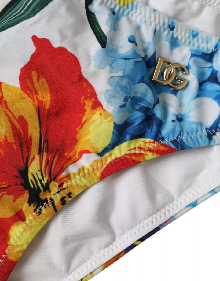 Dolce &amp; Gabbana White Floral Print Swimsuit Bikini Bottom Swimwear - Women’s