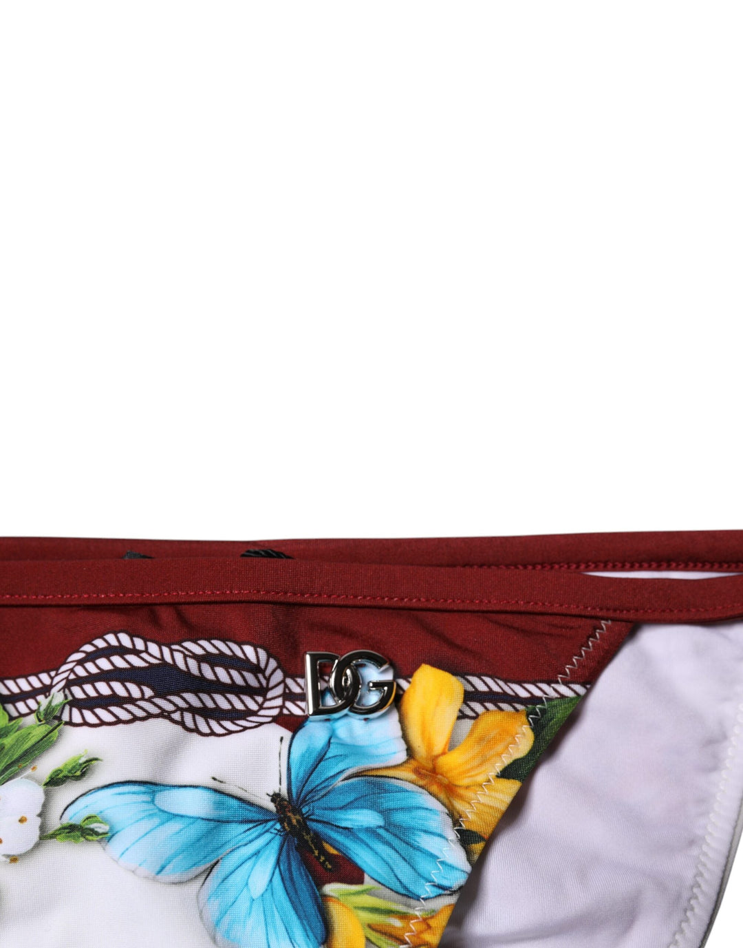 Dolce &amp; Gabbana White Floral Print Swimsuit Bikini Bottom Swimwear - Women’s