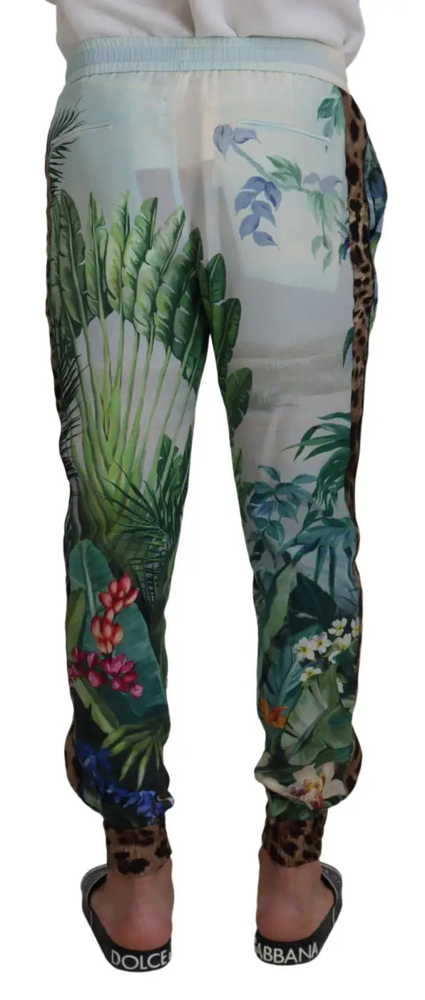 Dolce &amp; Gabbana White Floral Printed Men Jogger Pants