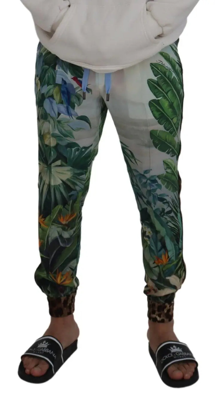 Dolce &amp; Gabbana White Floral Printed Men Jogger Pants