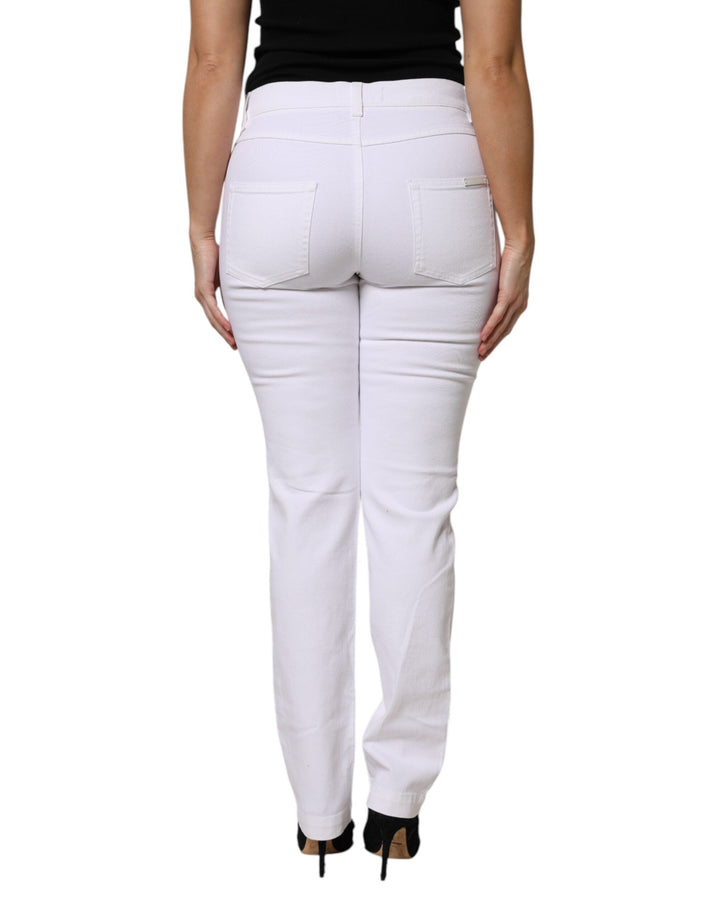 Dolce &amp; Gabbana White Floral Sequined Girly Denim Jeans