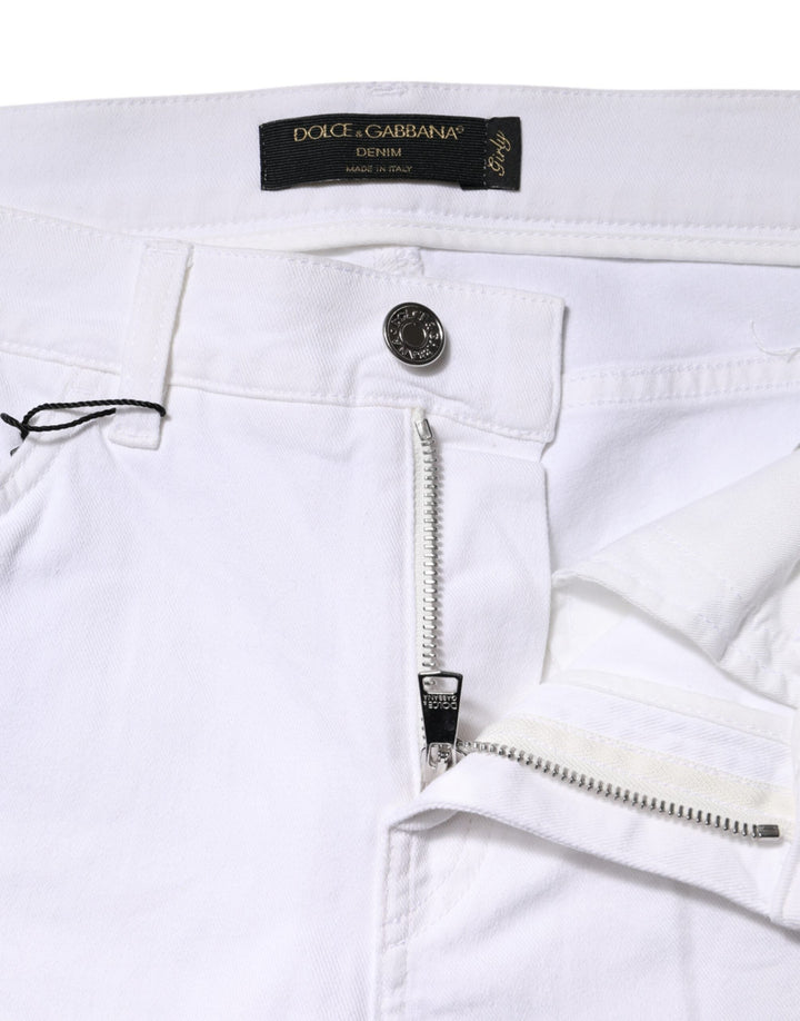 Dolce &amp; Gabbana White Floral Sequined Girly Denim Jeans