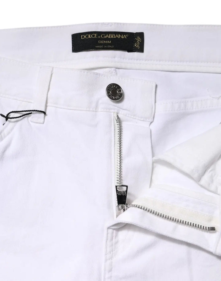 Dolce &amp; Gabbana White Floral Sequined GIRLY Denim Jeans